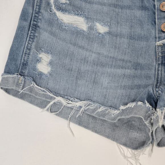 Hollister California Women's stretch Blue Denim Short Hi Rise Distressed size 28 - Picture 4 of 12